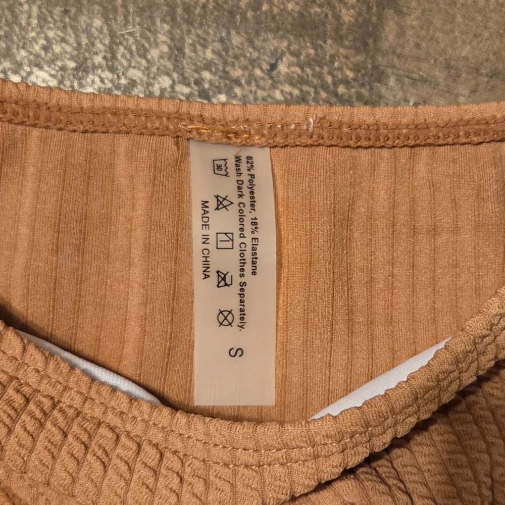 New Rust Ribbed Textured Tie Bikini Set S Small - Picture 5 of 7